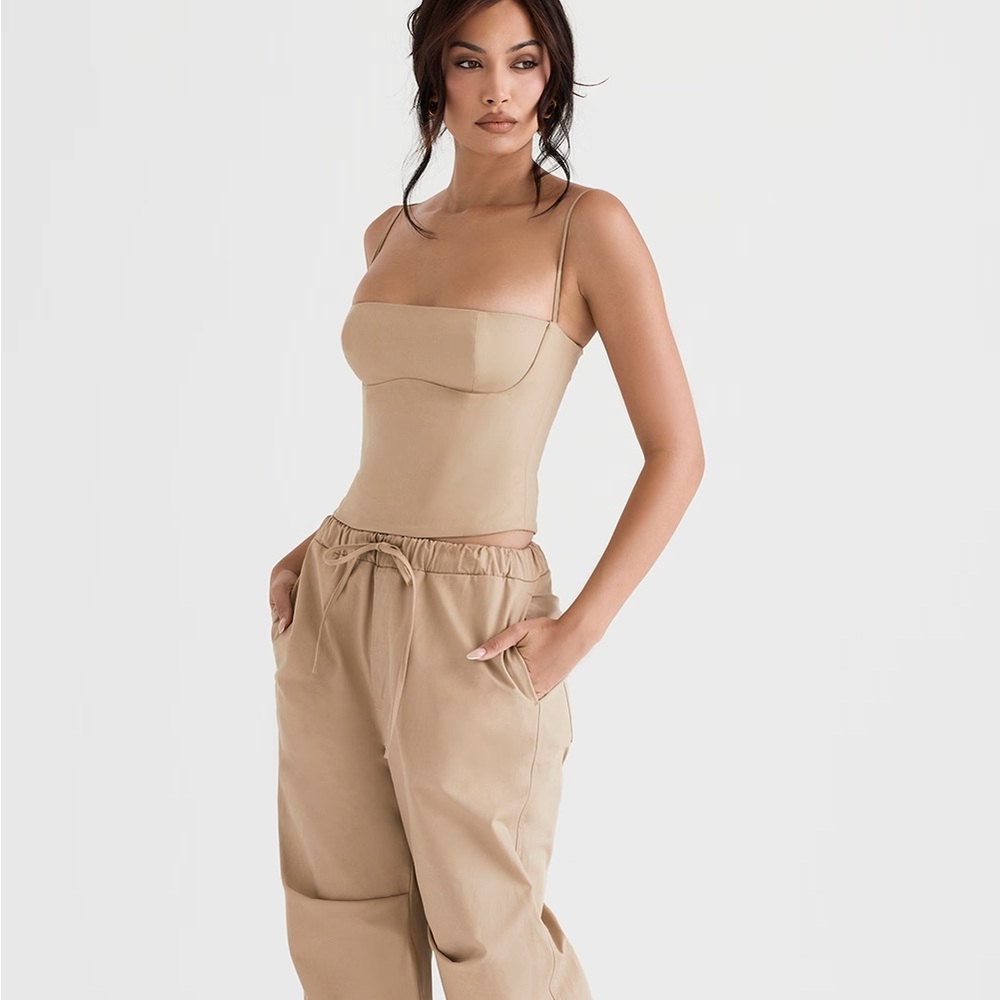 House of CB Luna Camel Cargo Trousers